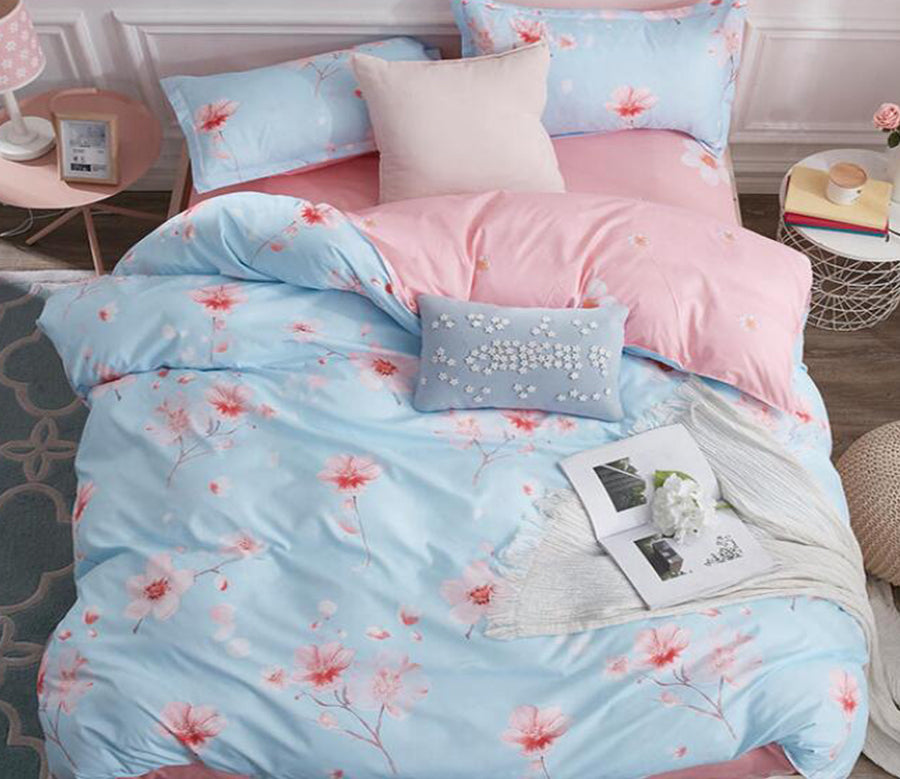 3D Blue Flower 3044 Bed Pillowcases Quilt