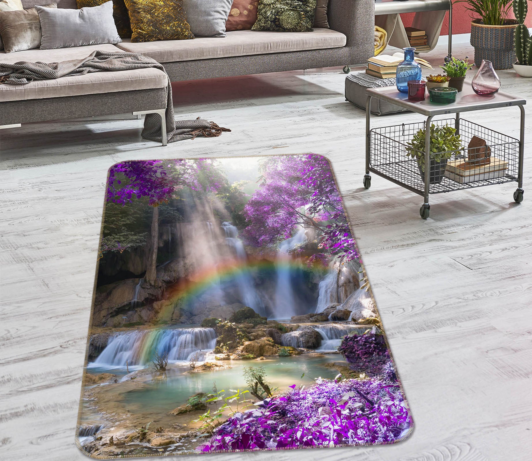 3D Purple Tree Rainbow 26127 Non Slip Rug Mat