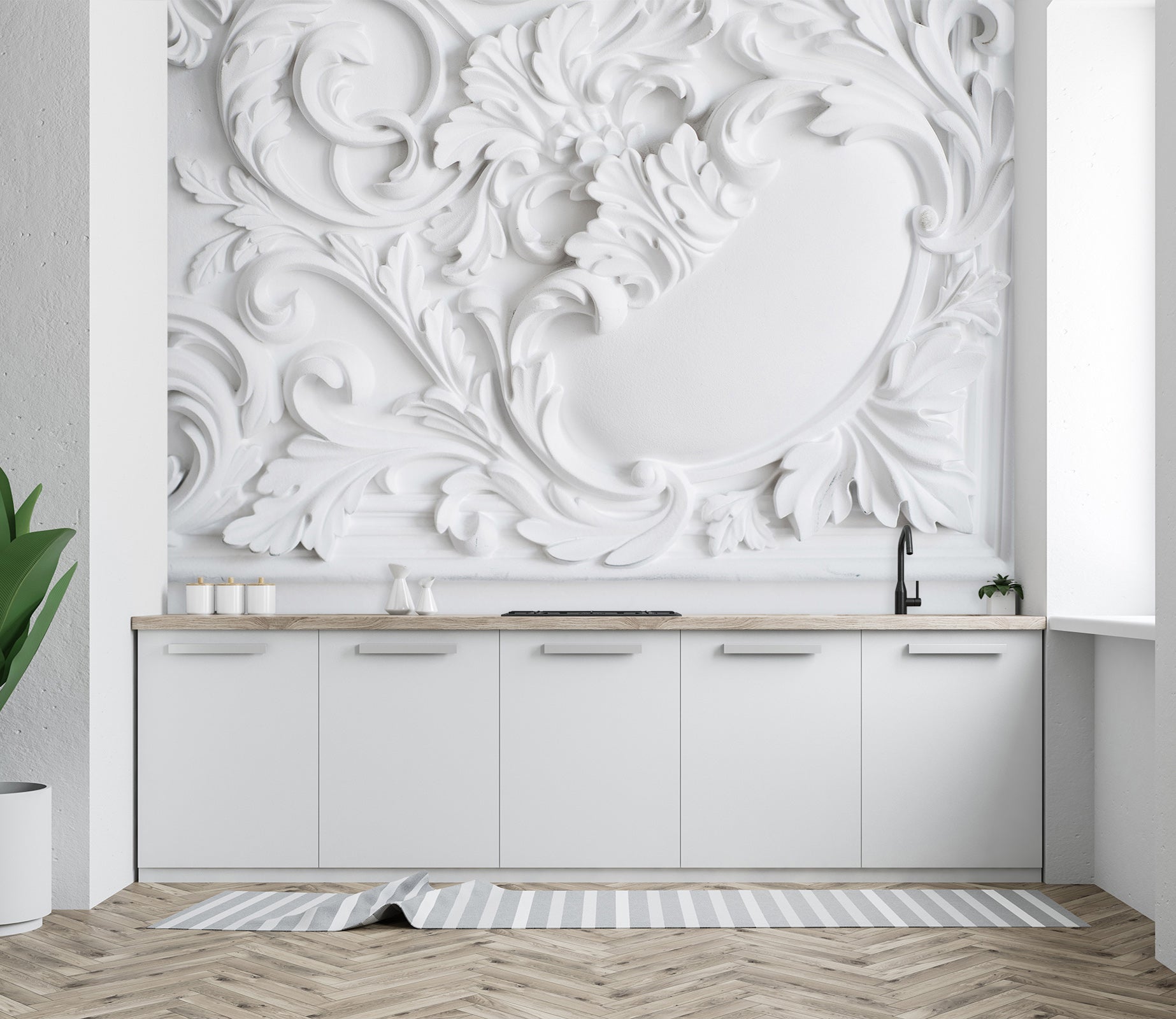 3D Carving Flowers 1423 Wall Murals