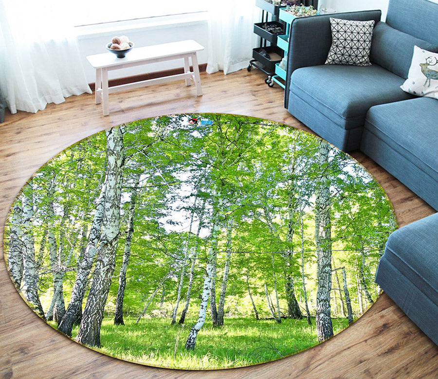 3D Tree Forest 66188 Round Non Slip Rug Mat