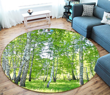 3D Tree Forest 66188 Round Non Slip Rug Mat