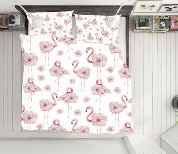 3D Flamingo Flower 242 Uta Naumann Bedding Bed Pillowcases Quilt Quiet Covers AJ Creativity Home 