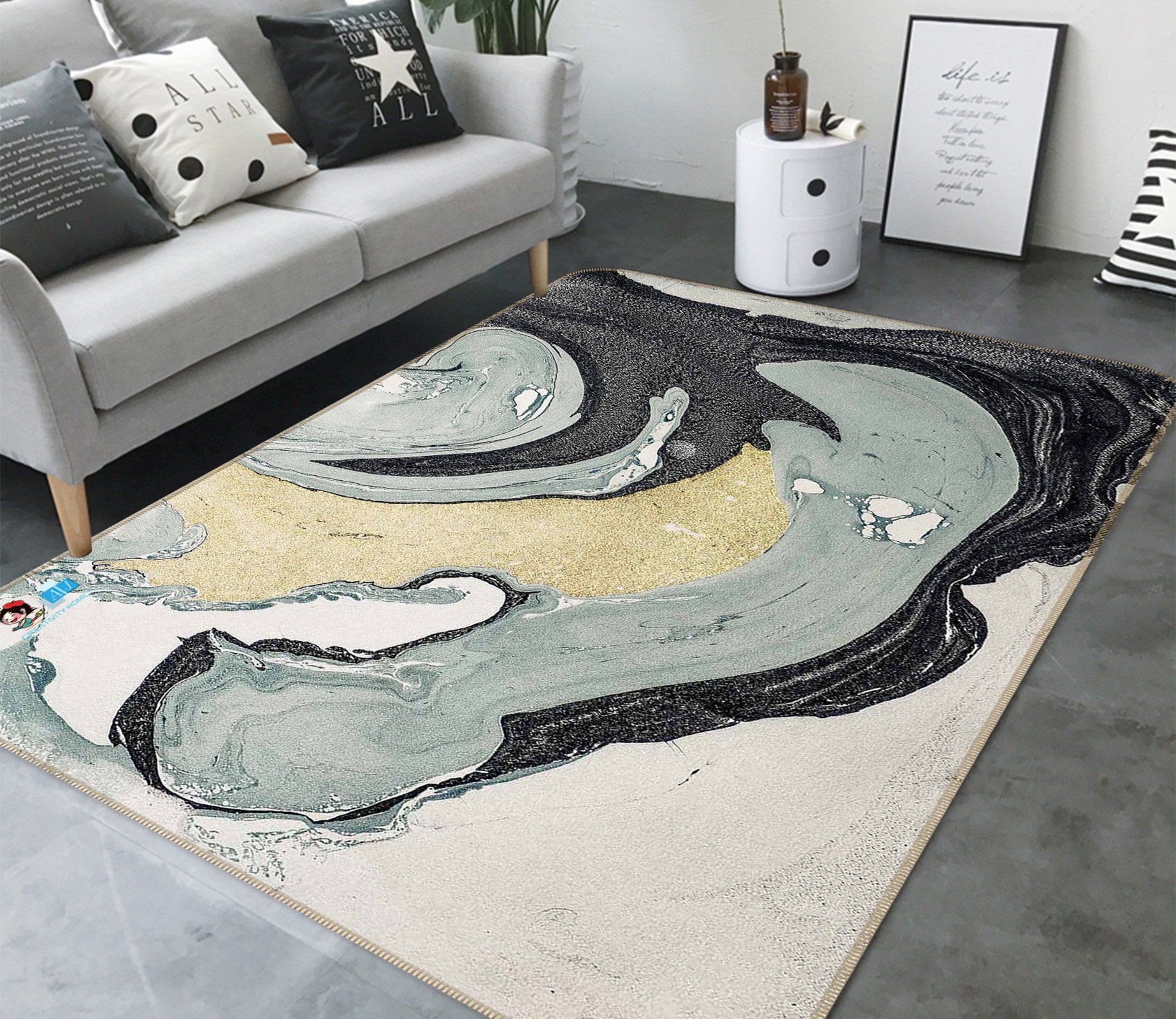 3D Yellow Green Texture 672 Non Slip Rug Mat Mat AJ Creativity Home 