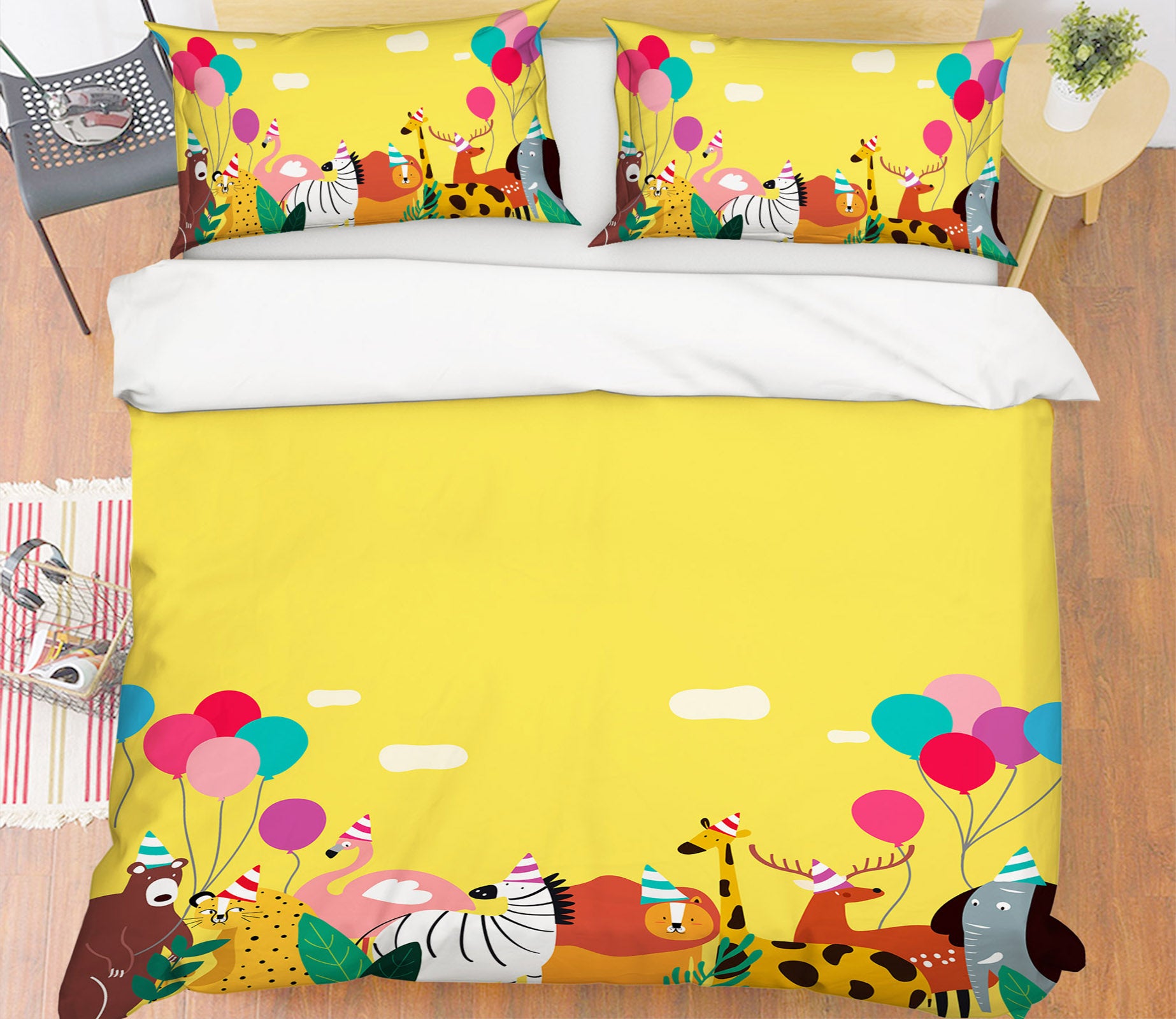 3D Animals Balloon 19170 Bed Pillowcases Quilt