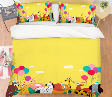 3D Animals Balloon 19170 Bed Pillowcases Quilt