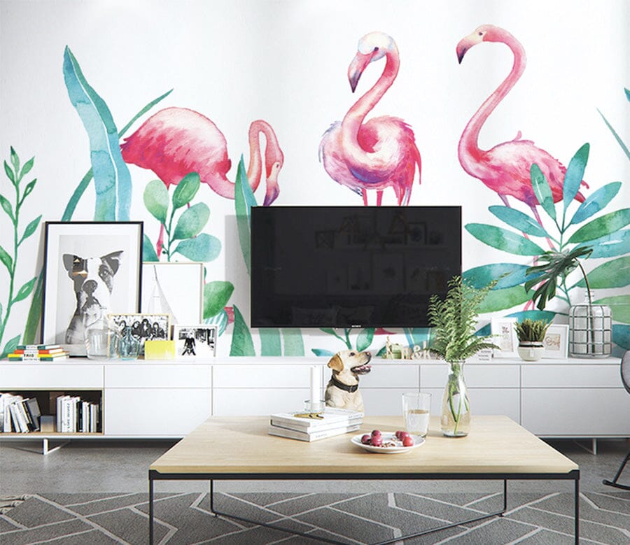 3D Pink Flamingo WG236 Wall Murals Wallpaper AJ Wallpaper 2 