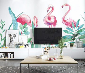 3D Pink Flamingo WG236 Wall Murals Wallpaper AJ Wallpaper 2 