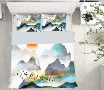 3D Mountains Rivers 16038 Bed Pillowcases Quilt
