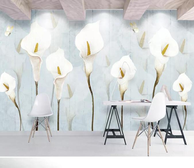 3D White Flowers 073 Wall Murals Wallpaper AJ Wallpaper 2 