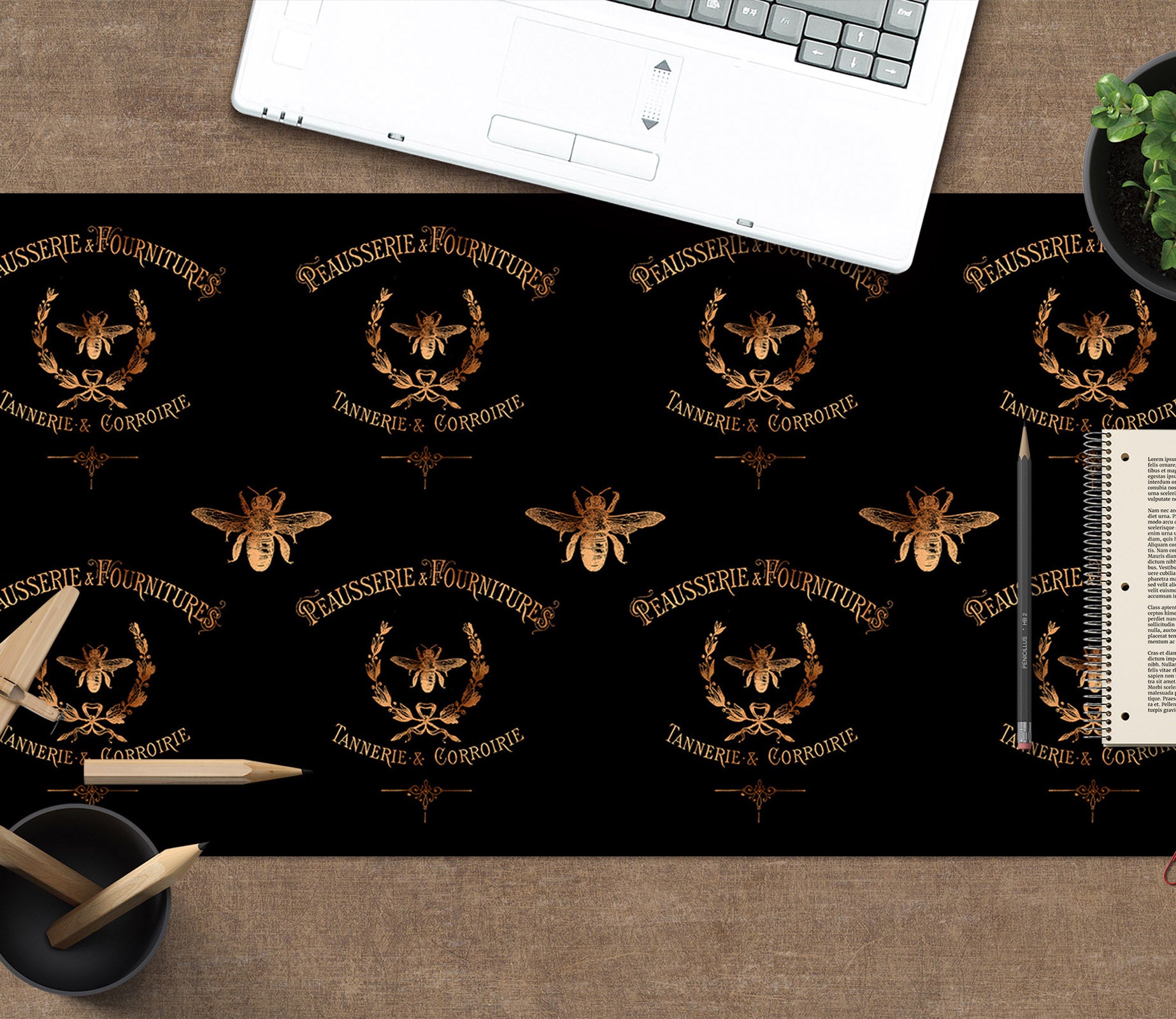 3D Golden Bee Pattern 120177 Uta Naumann Desk Mat