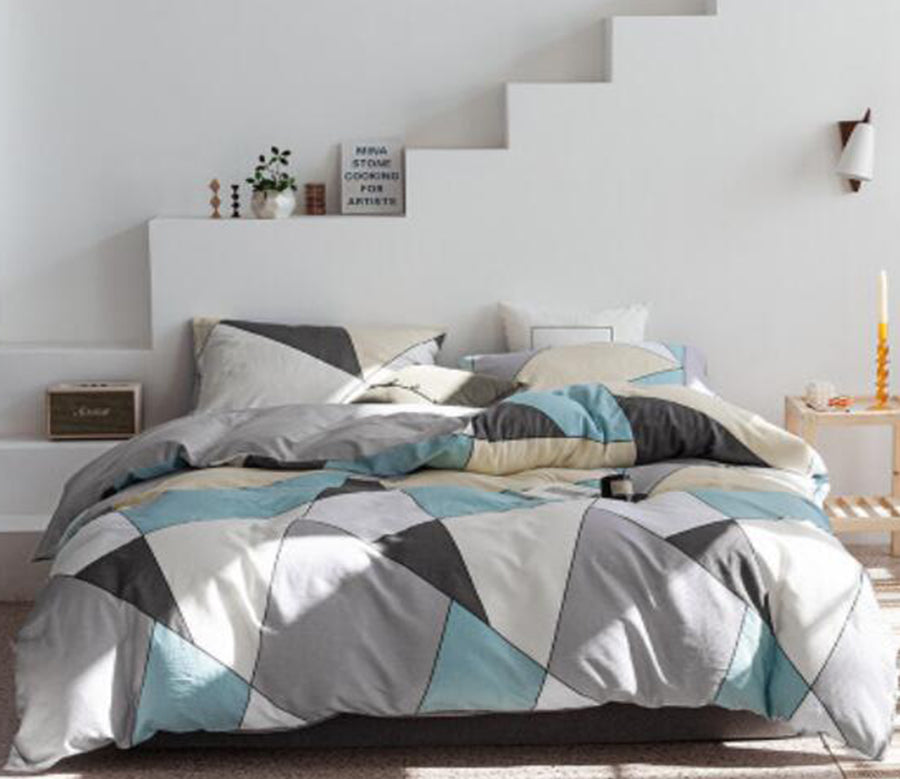3D Gray Blue Triangle Pattern 14067 Bed Pillowcases Quilt
