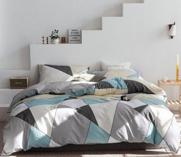3D Gray Blue Triangle Pattern 14067 Bed Pillowcases Quilt