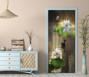 3D White Lotus 25209 Door Mural