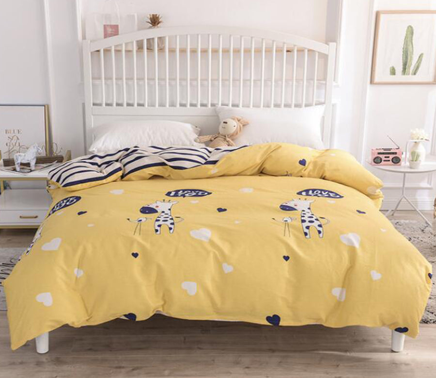 3D Yellow Bottom Giraffe 4105 Bed Pillowcases Quilt