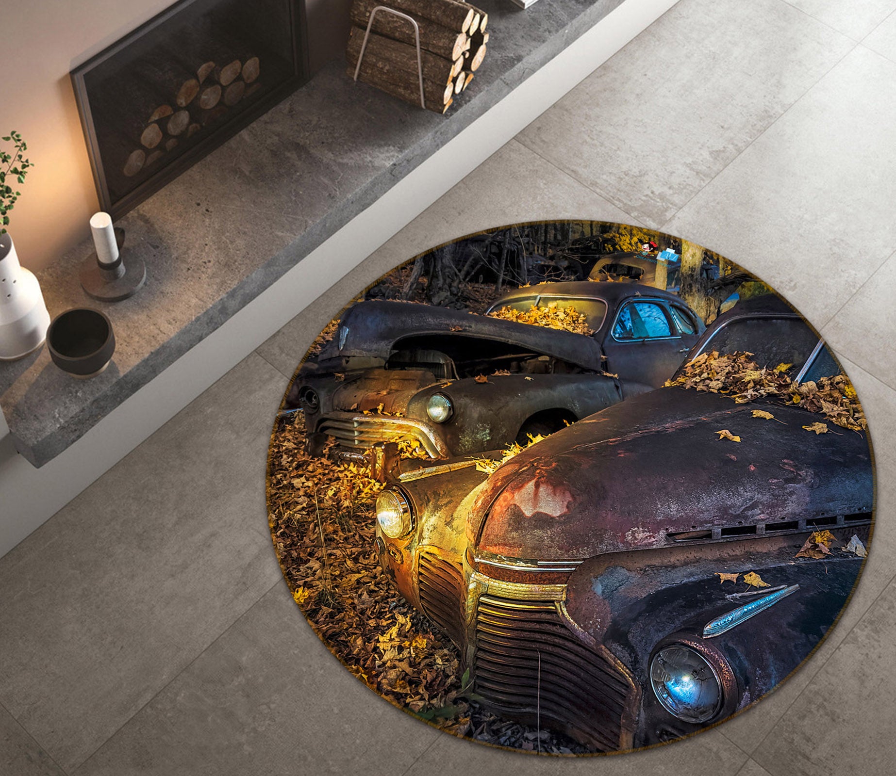 3D Golden Years 85131 Jerry LoFaro Rug Round Non Slip Rug Mat
