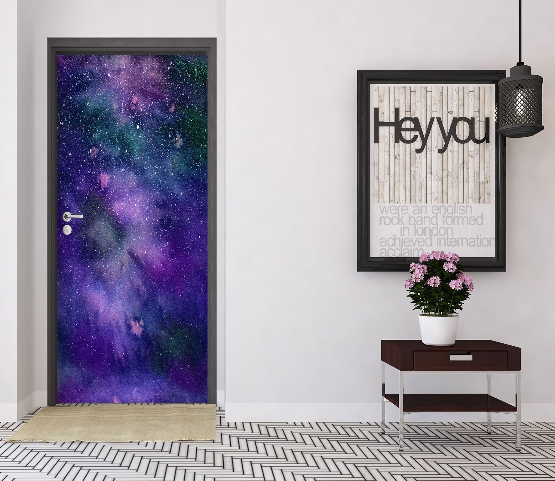 3D Purple Starry Sky 24114 Door Mural