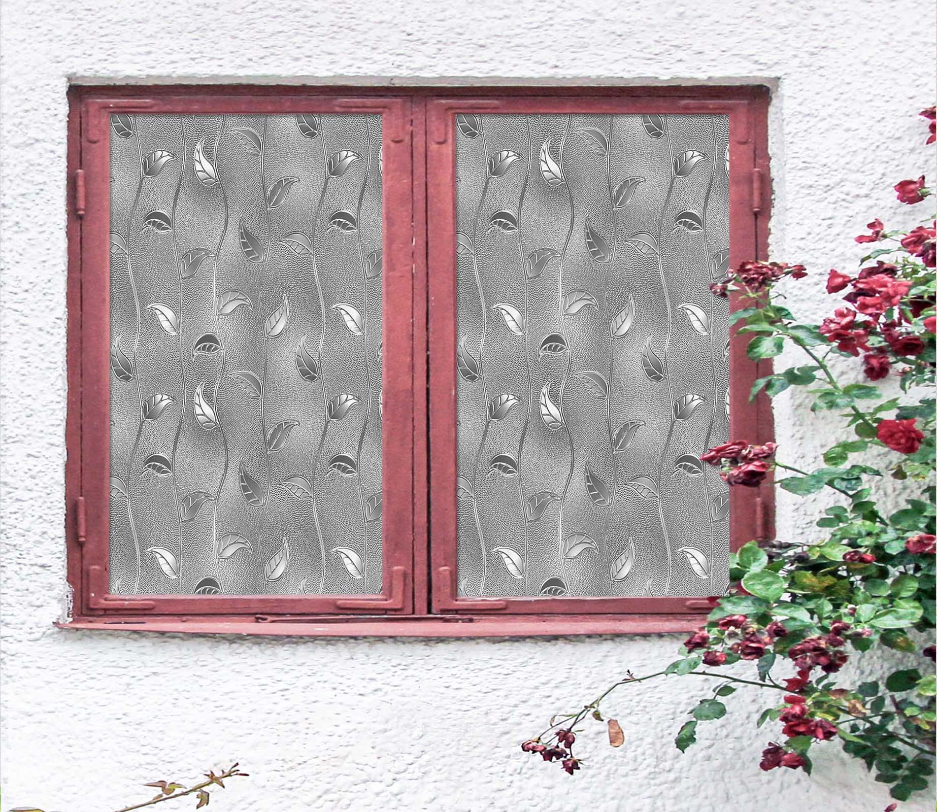 3D Silver Leaf 125 Window Film Print Sticker Cling Stained Glass UV Block