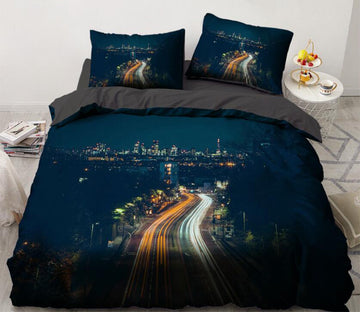 3D Night City Street 11124 Bed Pillowcases Quilt