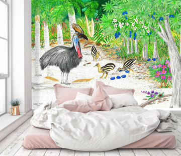 3D Forest Ostrich 1403 Michael Sewell Wall Mural Wall Murals Wallpaper AJ Wallpaper 2 
