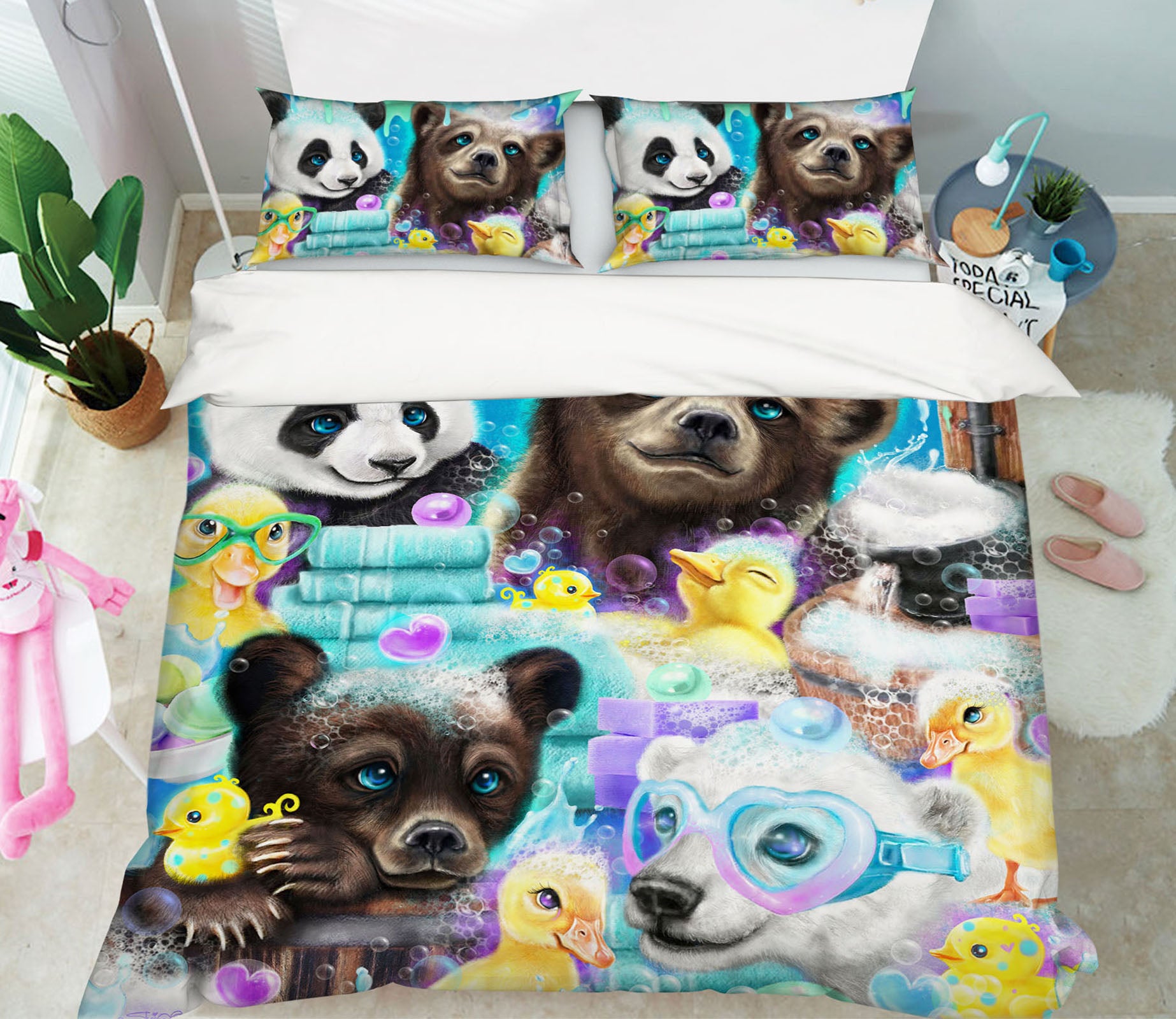 3D Cute Duck Bubble 8606 Sheena Pike Bedding Bed Pillowcases Quilt Cover Duvet Cover