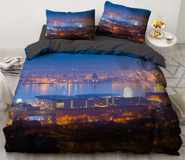 3D Night City Lights 11123 Bed Pillowcases Quilt