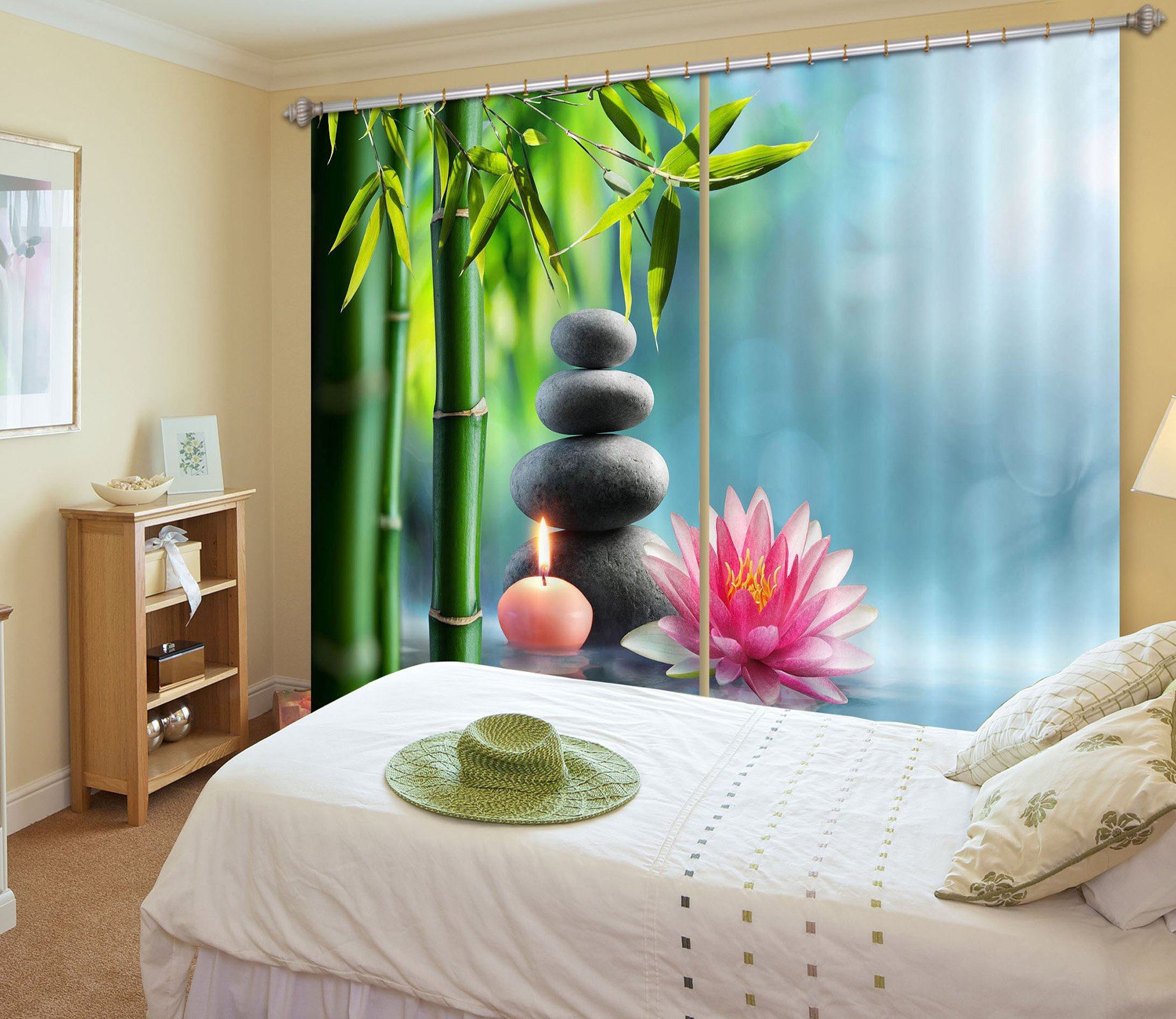 3D Bamboo Forest Lotus 115 Curtains Drapes Wallpaper AJ Wallpaper 