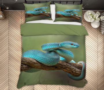 3D Blue Snake 59225 Bed Pillowcases Quilt