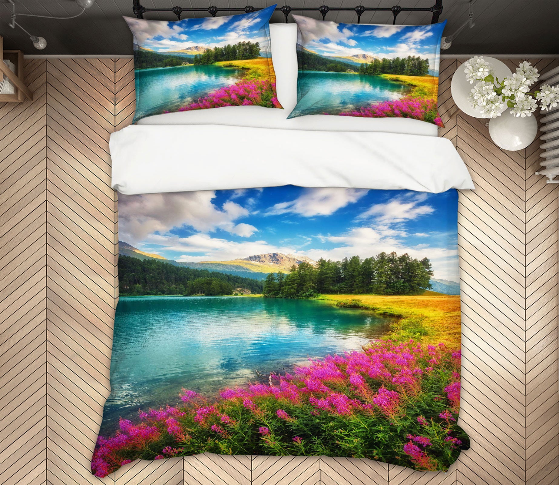3D Flowers River 15107 Bed Pillowcases Quilt