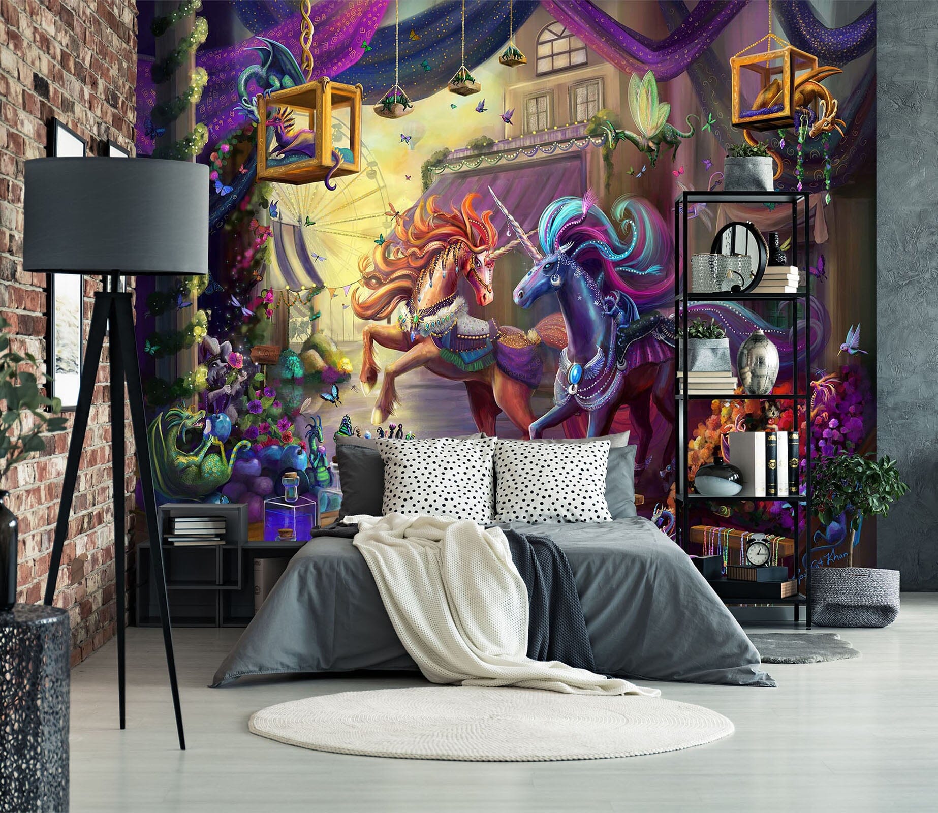 3D Two Horses 1417 Rose Catherine Khan Wall Mural Wall Murals Wallpaper AJ Wallpaper 2 