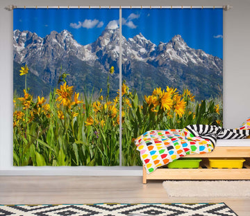 3D Mountain Wildflowers 062 Kathy Barefield Curtain Curtains Drapes Curtains AJ Creativity Home 