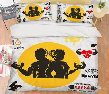 3D Men Women Fitness 14126 Bed Pillowcases Quilt