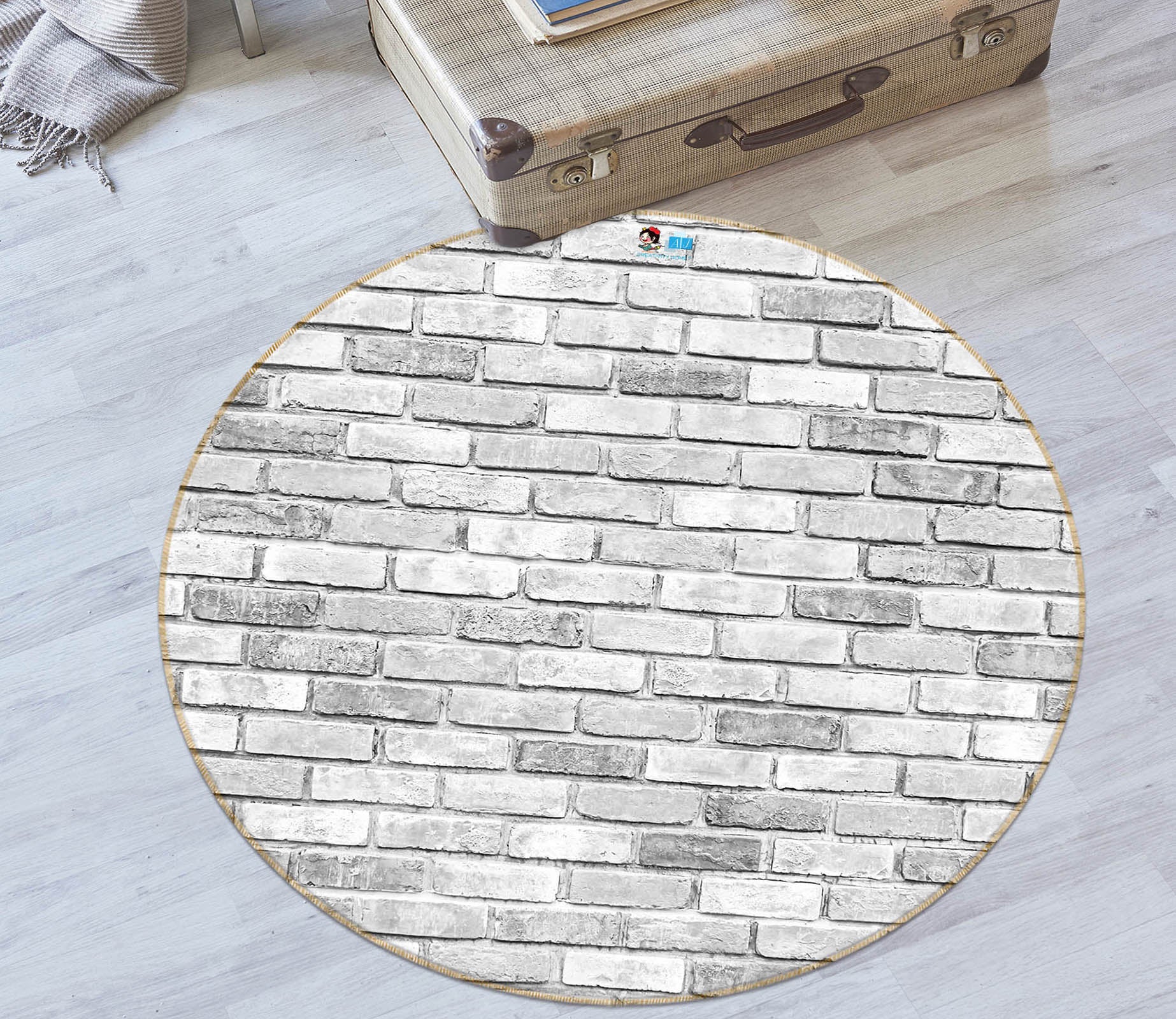 3D Brick Wall 72109 Round Non Slip Rug Mat