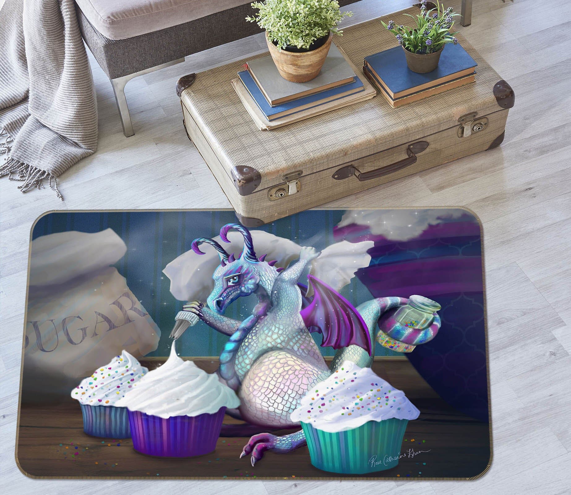 3D Cup Cake 3001 Rose Catherine Khan Rug Non Slip Rug Mat Mat AJ Creativity Home 