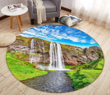 3D Waterfall Sky 69197 Round Non Slip Rug Mat