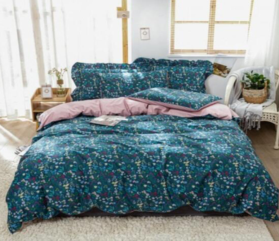 3D Dark Green Floral 40321 Bed Pillowcases Quilt