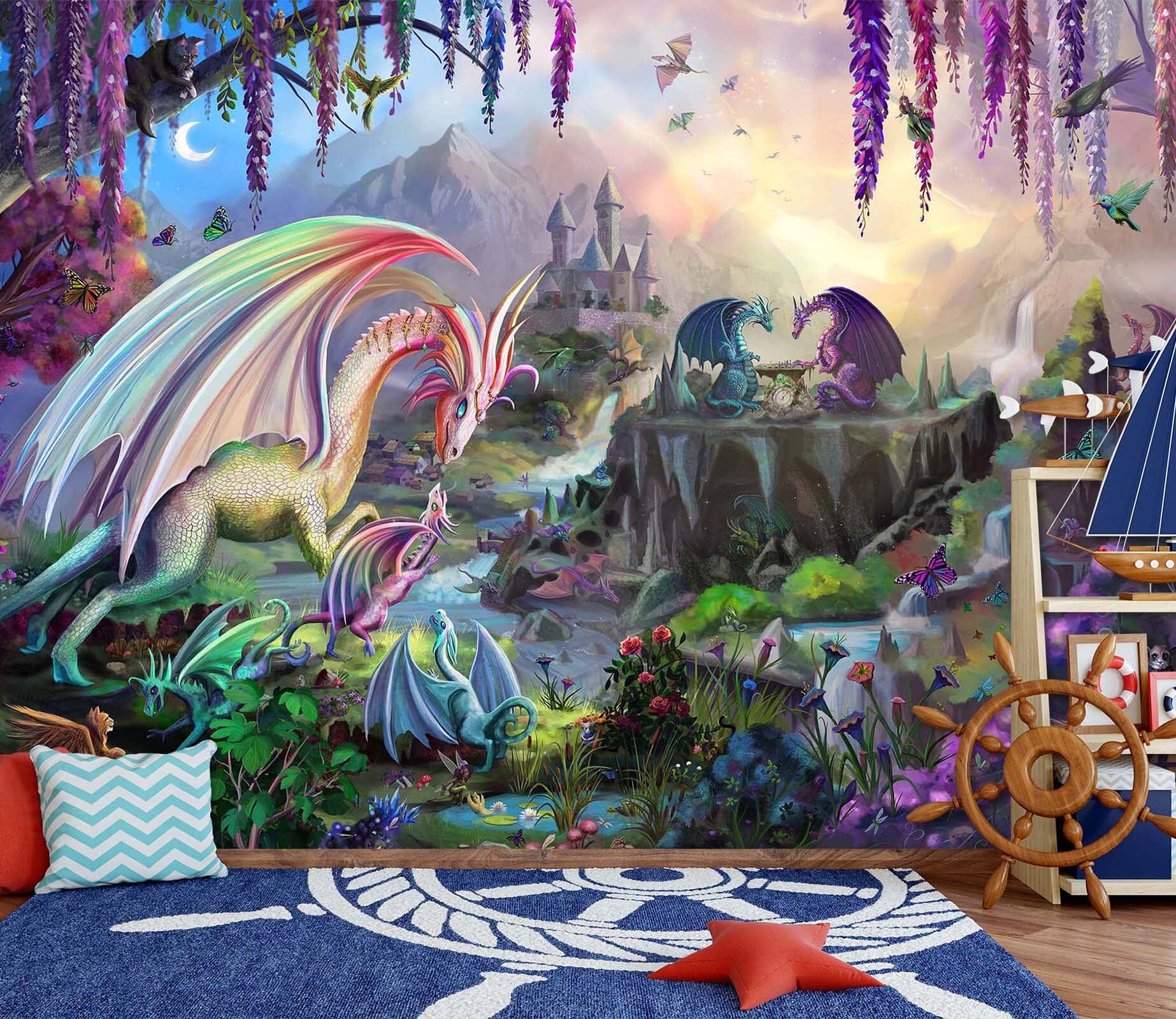 3D Dragon Valley 1409 Rose Catherine Khan Wall Mural Wall Murals Wallpaper AJ Wallpaper 2 