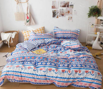 3D Blue Totem Flower 13194 Bed Pillowcases Quilt