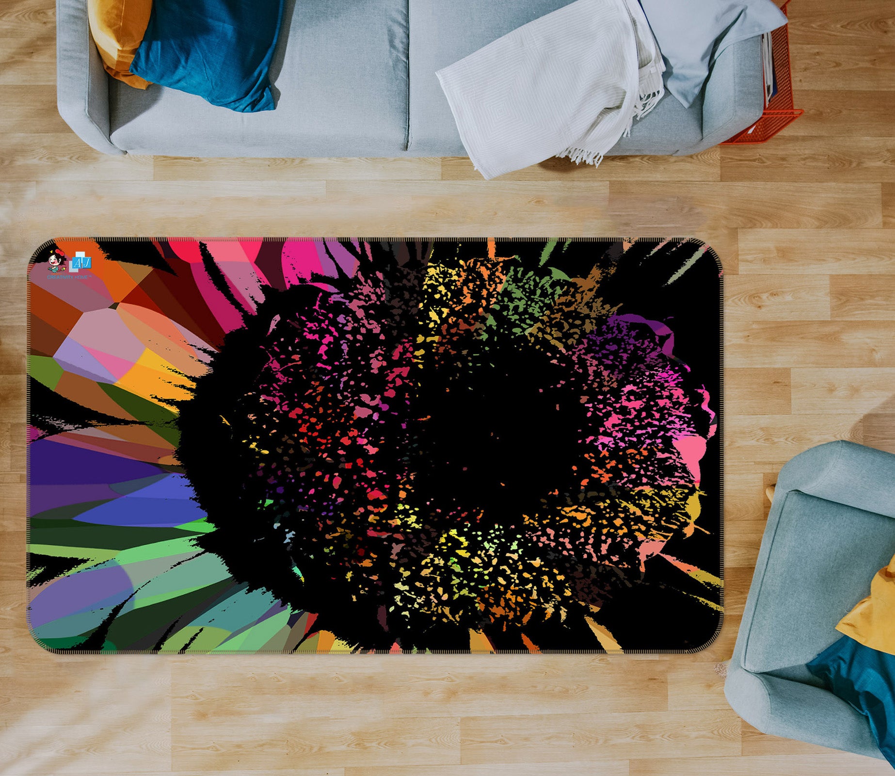 3D Colored Petals 19157 Shandra Smith Rug Non Slip Rug Mat