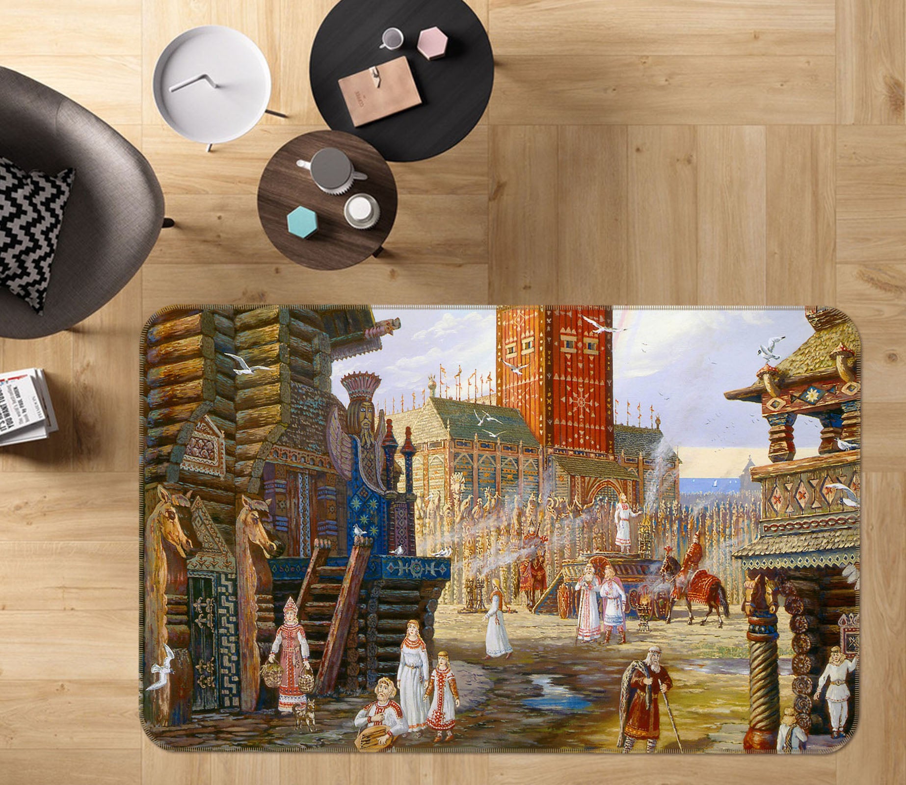 3D Houses People 35150 Non Slip Rug Mat