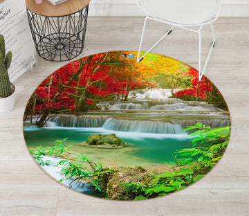 3D Running Water 69060 Round Non Slip Rug Mat