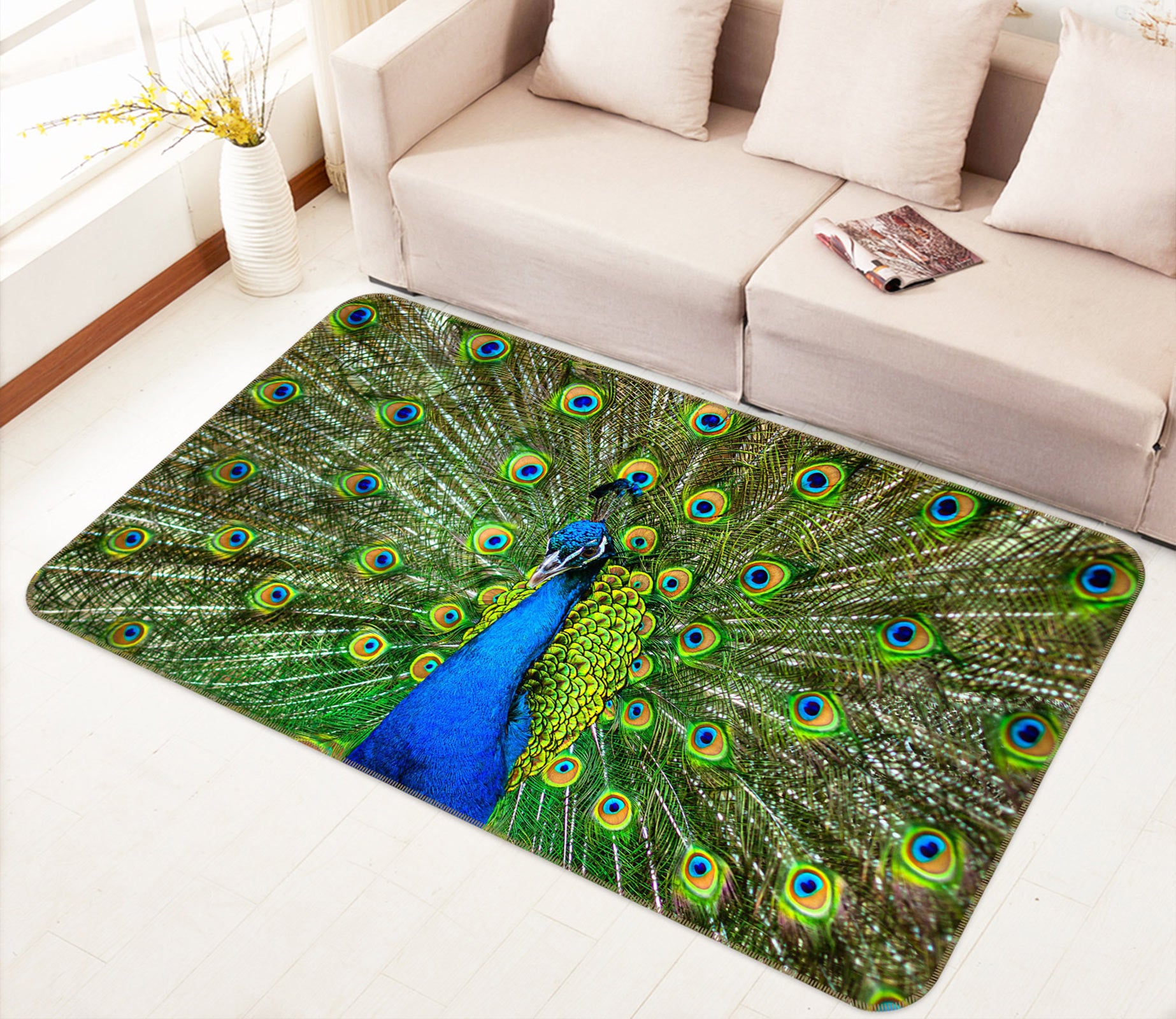 3D Peacock 30044 Non Slip Rug Mat