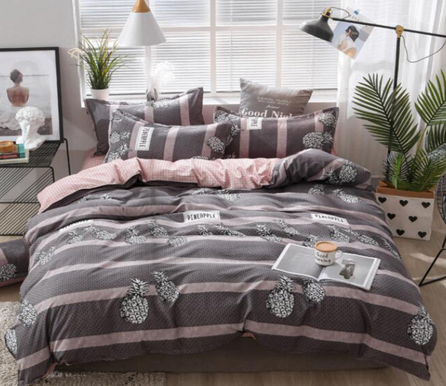 3D Brown Grey Pineapple 12078 Bed Pillowcases Quilt