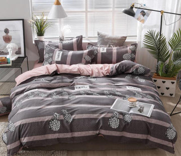 3D Brown Grey Pineapple 12078 Bed Pillowcases Quilt