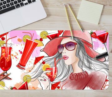 3D Red Girl 17137 Desk Mat