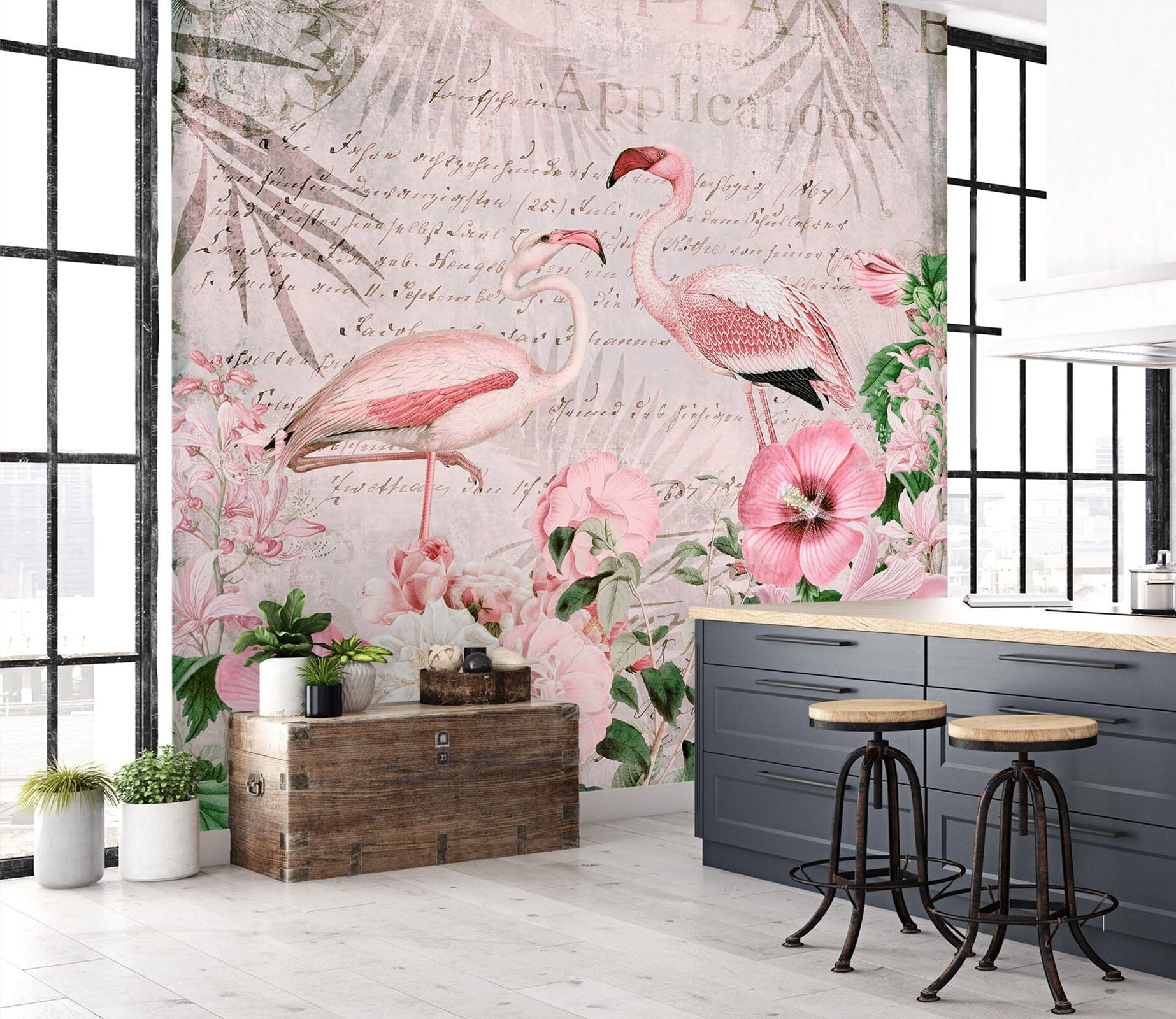 3D Pink Flamingo 1442 Andrea haase Wall Mural Wall Murals Wallpaper AJ Wallpaper 2 
