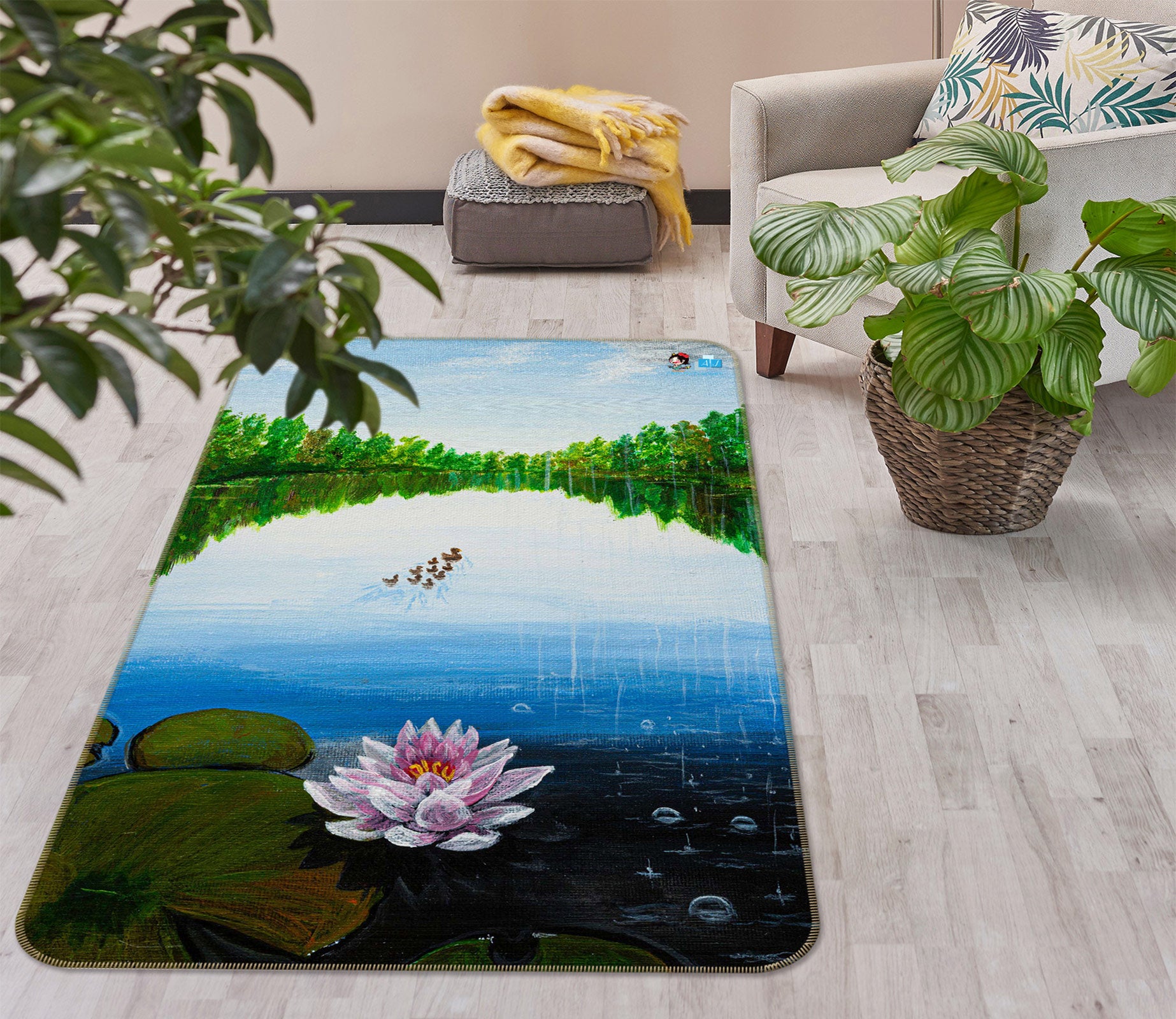 3D Lotus 18103 Marina Zotova Rug Non Slip Rug Mat
