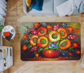 3D Oil Painting Vase 76013 Non Slip Rug Mat
