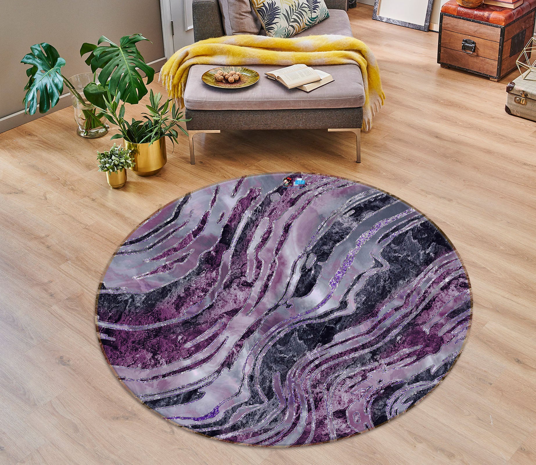 3D Purple Texture 83070 Andrea haase Rug Round Non Slip Rug Mat