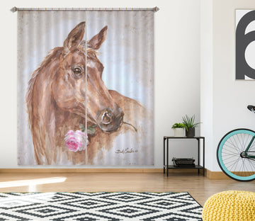 3D Horse With Rose 2175 Debi Coules Curtain Curtains Drapes