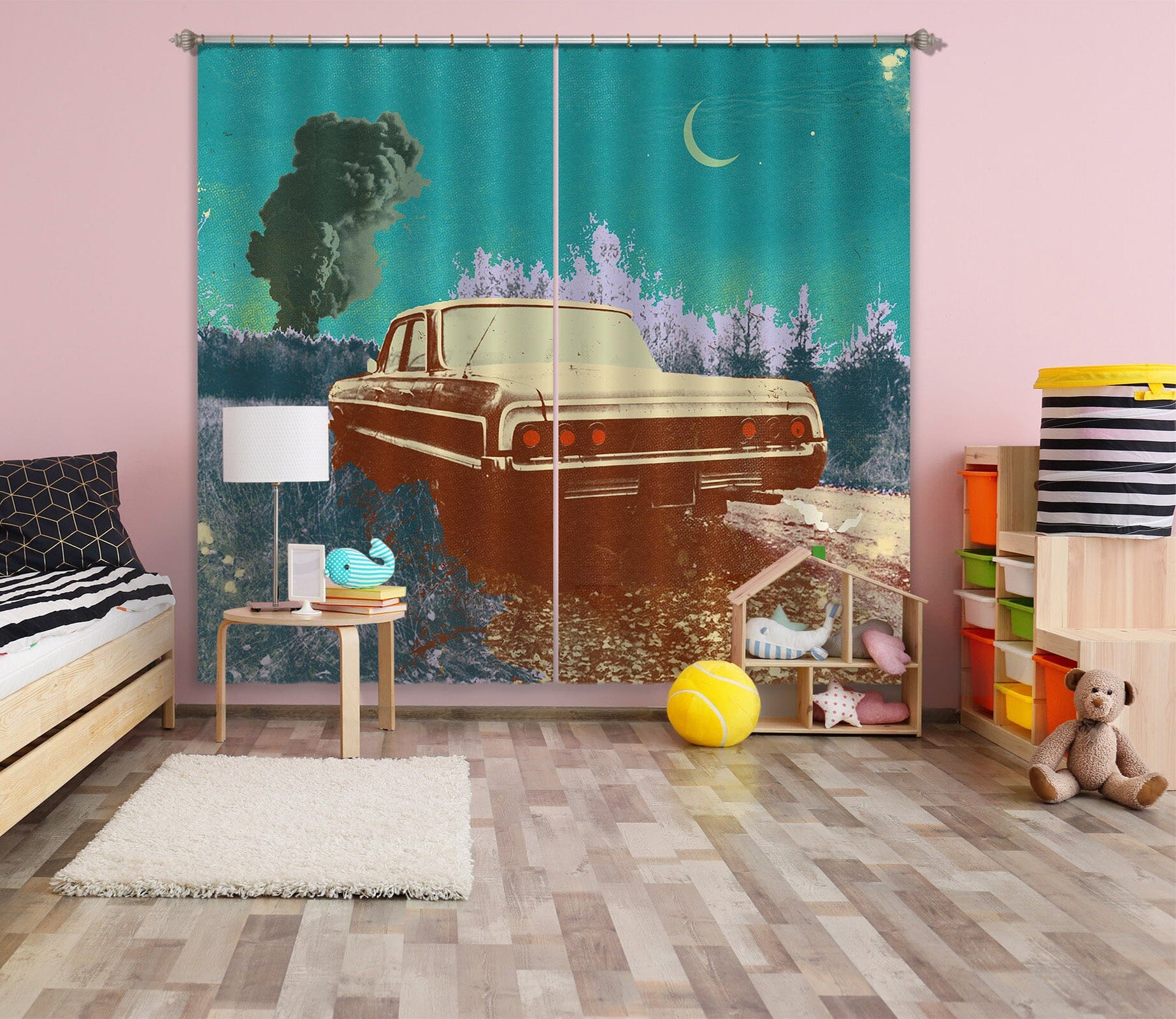 3D Night Truck 042 Showdeer Curtain Curtains Drapes Curtains AJ Creativity Home 